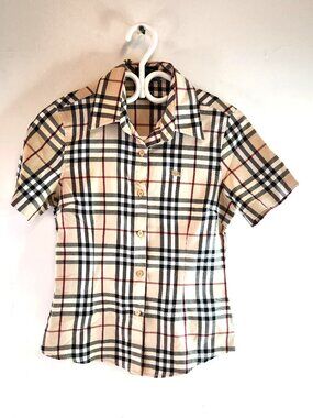 Burberry London Novacheck Plaid Short Sleeve Button Up Shirt size Large